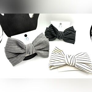 Striped Bow Hair Clips Set